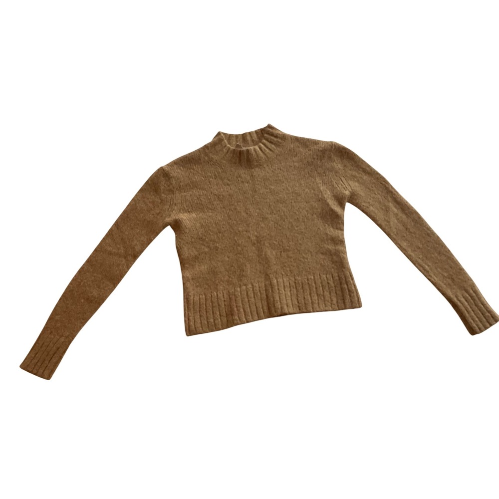 EVERLANE Mock Neck Ribbed Trim Alpaca Blend Sweater Camel XXS